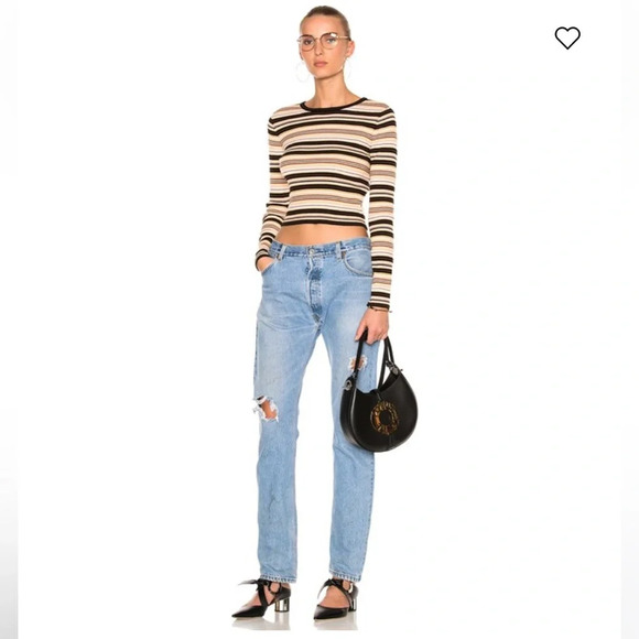 A.L.C. ALC Rene Striped Merino Wool Crop Sweater Y2K Style - Picture 1 of 10